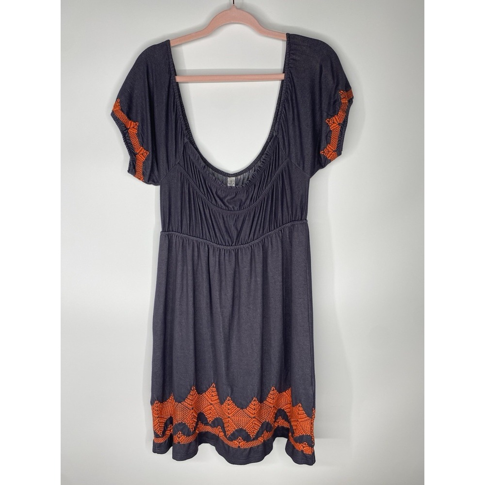 Uncle frank Ivy Jane knit dress embroidered grey denim dress Womens Small